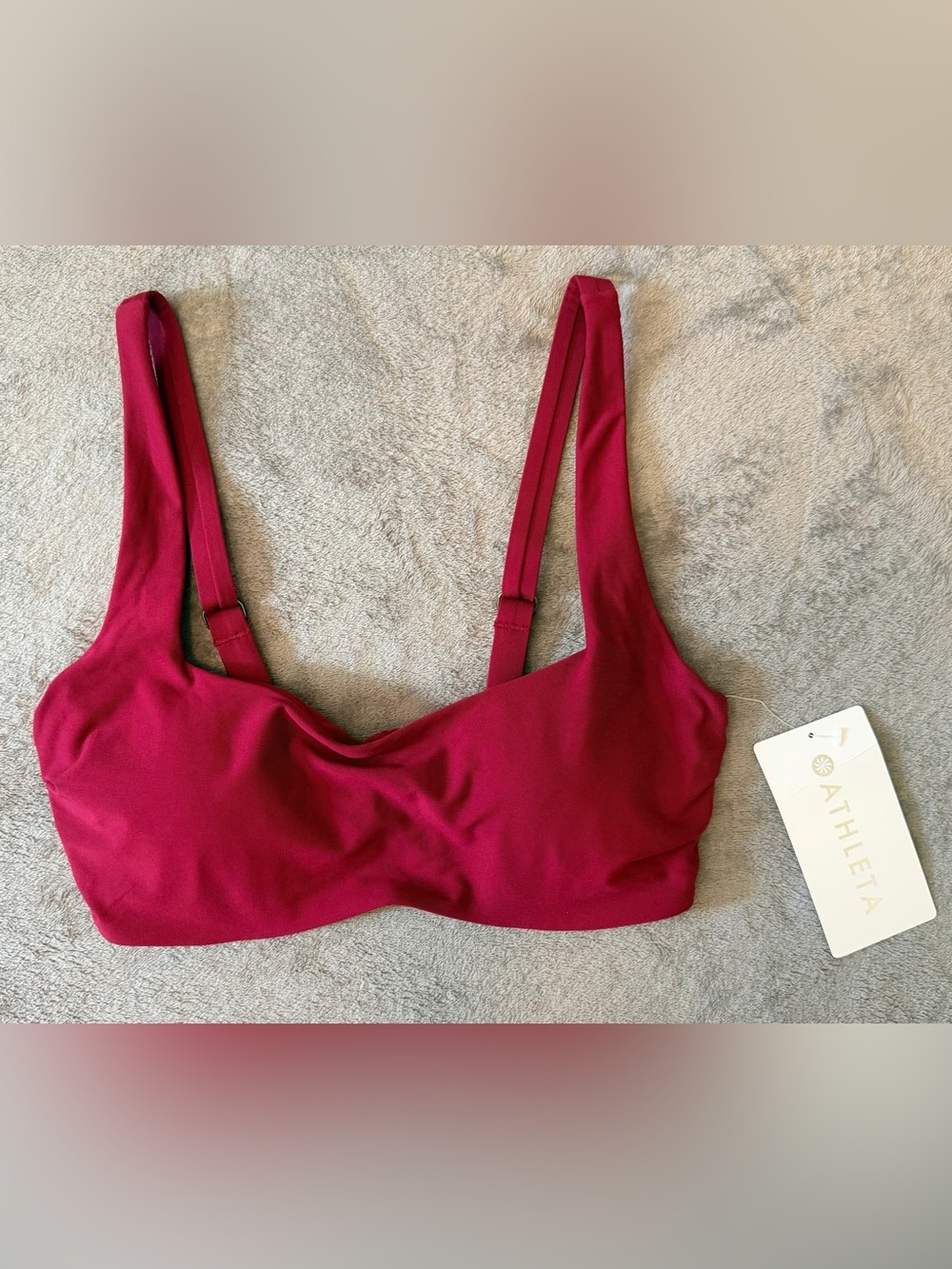 Athleta - Square Neck Bra Cup Bikini Top - 32D/DD - Red - New With Tags